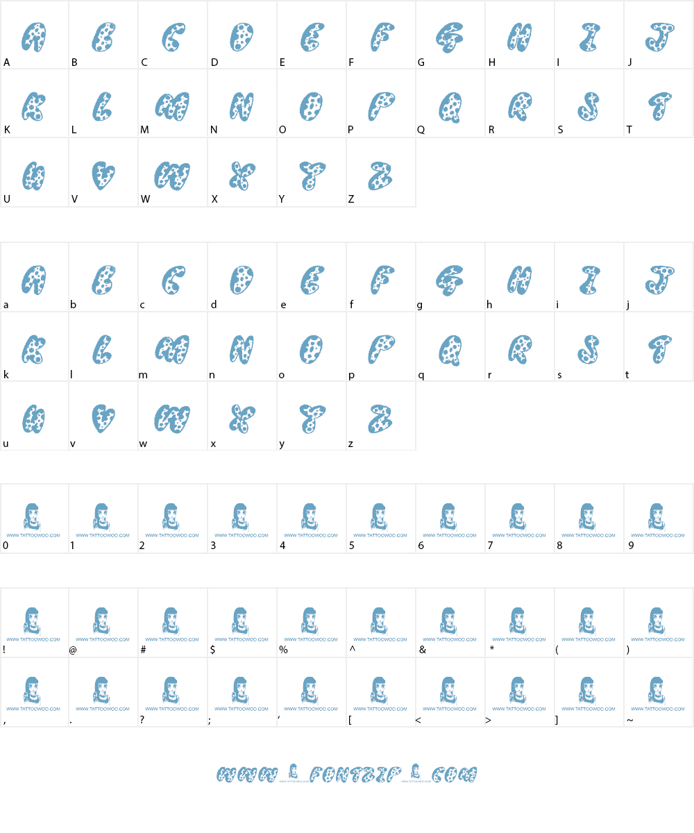 Thready Bear Font Character